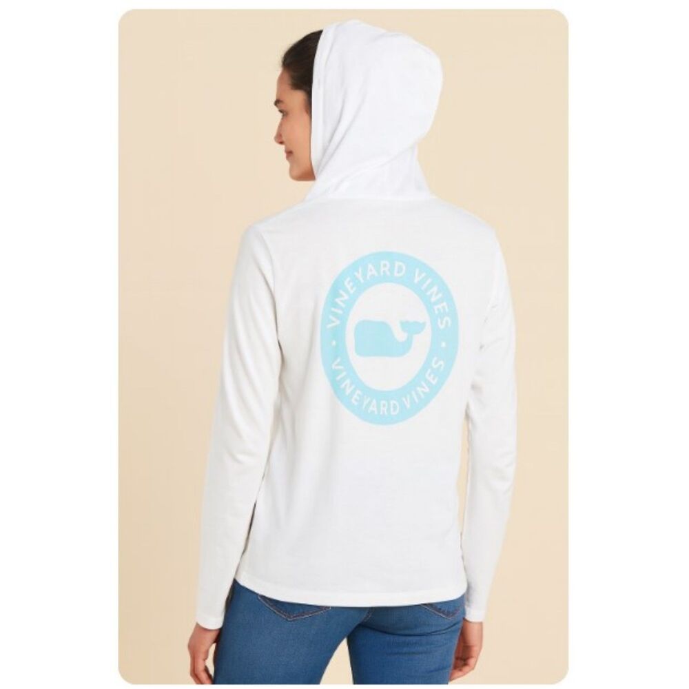 Vineyard Vines Hoodie Sweatshirt White Whale 100% Cotton Womens Size XS